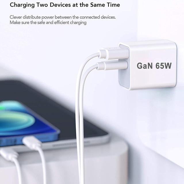 デュアル出力65W pdアダプター,USB Type-C,iPhone 13 12 11,Xiaomi 11pro,Samsung用の急速充電器｜mkshopsjapan｜10