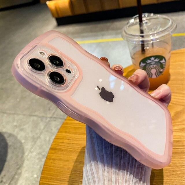 かわいい波状カーリークリア電話ケースiphone 14プロマックス13 12 11 xs xr × 7 8プラスミニ6s、seキャンディソフトシリコン｜mkshopsjapan｜14