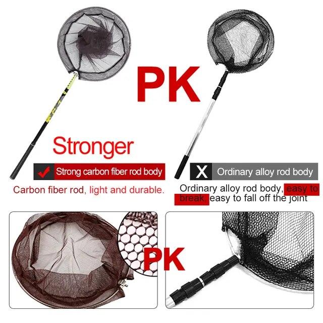日本アウトレットストア Josby-カーボンファイバーフィッシングネット，軽量伸縮式フィッシングネット，ポールを拡張4.0m 3.0m 2.1m