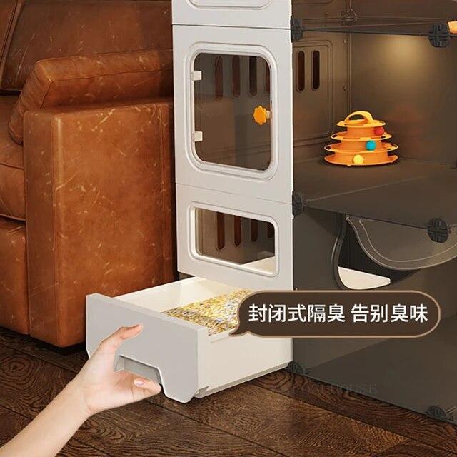 トイレ付きの屋内猫用キラキラボックス,大きなケージ,家用の豪華なアクセサリー,ペット用品,無料スペース｜mkshopsjapan｜15