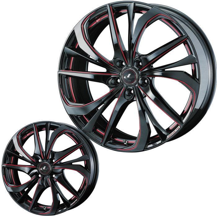 WEDS 17インチ 4穴 100 6.5J LEONIS TE BK/SC RED ホイール単品 4本 