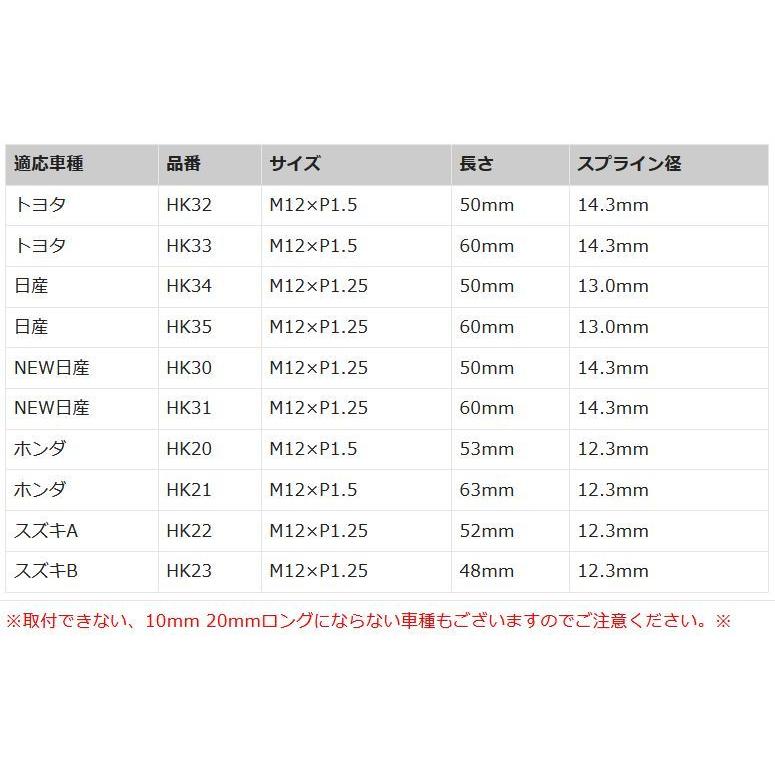 HKB SPORTS ロングハブボルト 10mm 20mmロング 8本 トヨタ/日産 HKB SPORTS ロングハブボルト 10mm 20mmロング 8本 トヨタ/日産