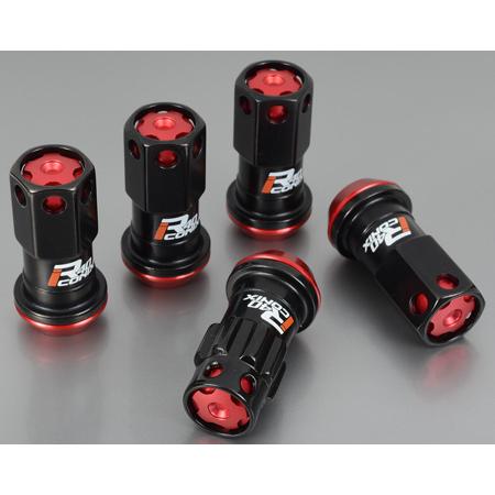 Kics レーシングナット R40 ICONiX　ネオクロ／レッド　M12 P1.5 16P　KYO-EI Kics レーシングコンポジット R40 アイコニックス ナット20個 M12×P1
