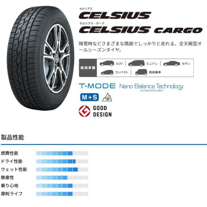 16インチ 205/60R16 96V XL TOYO CELSIUS トーヨー セルシアス オールシーズンタイヤ単品 2本セット｜mkst｜02