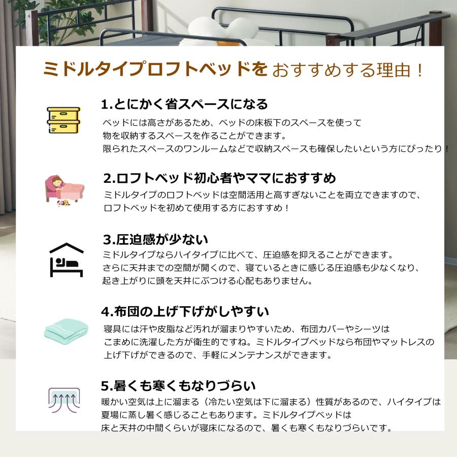 ロフトベッド パイプベッド シングル 耐荷重150kg 高さ140cm ロフトベッド パイプベッド シングル 耐荷重150kg 高さ140cm