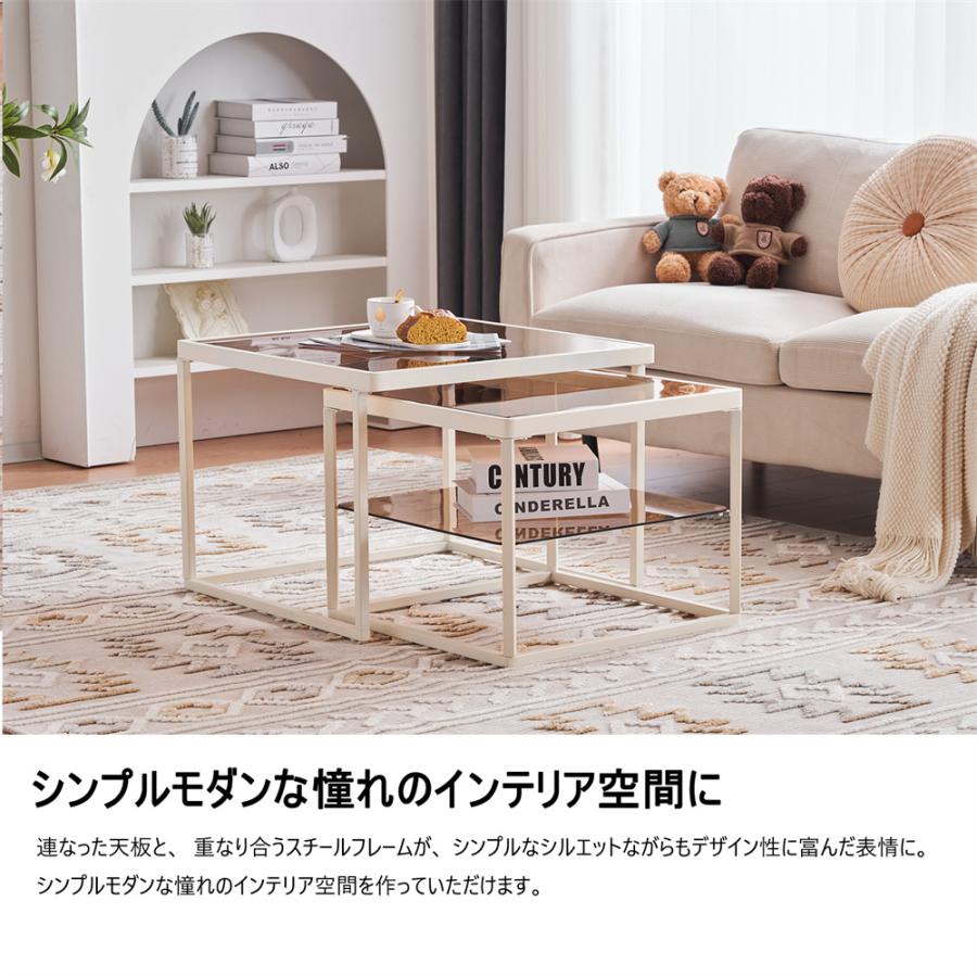 ガラステーブル センターテーブル ガラス天板 2点セット 茶色ガラス