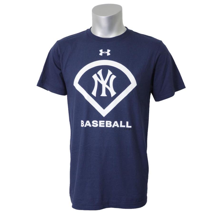 MLB ヤンキース Tシャツ 半袖 UA パフォーマンス アイコン アンダーアーマー/UNDER ARMOUR ネイビー【OCSL】｜mlbshop