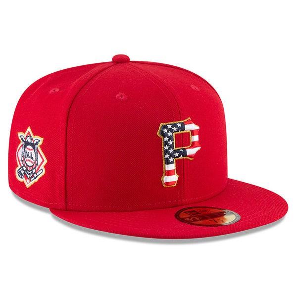 パイレーツ キャップ ニューエラ NEW ERA  MLB 選手着用 59FIFTY 2018 スターズ & ストライプス レッド｜mlbshop