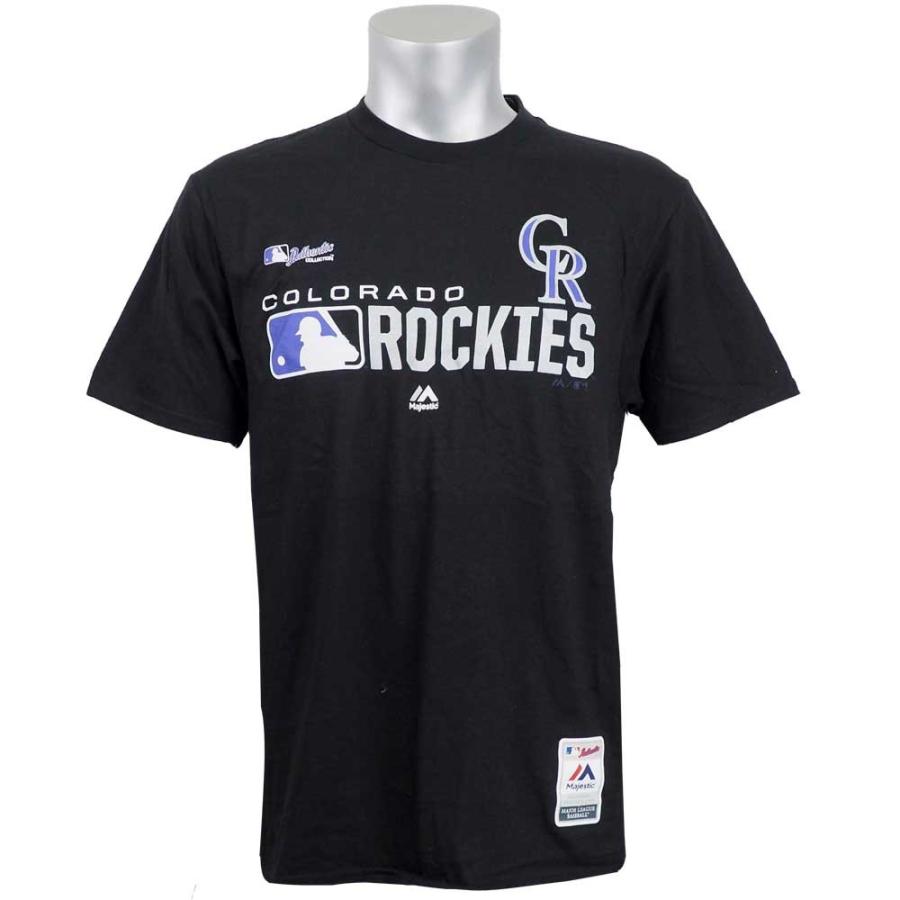 リニューアル記念メガセール MLB ロッキーズ Tシャツ 選手着用 2019 メンズ マジェスティック/Majestic ブラック｜mlbshop