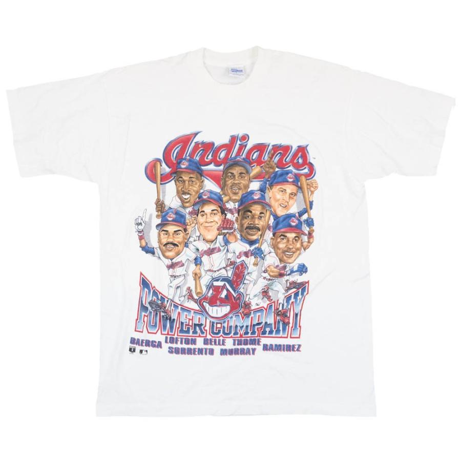 お手軽価格で贈りやすい Tシャツ クリーブランド・インディアンス MLB Indians ホワイト【OCSL】 Salem (DS) T-Shirt Caricature Company Power 半袖