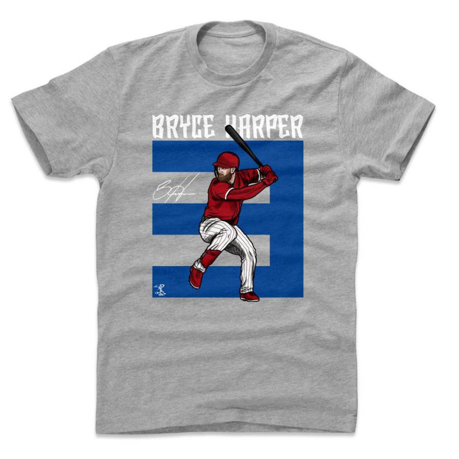 MLB フィリーズ Tシャツ ブライス・ハーパー Number B T-Shirt 500Level ヘザーグレー｜mlbshop