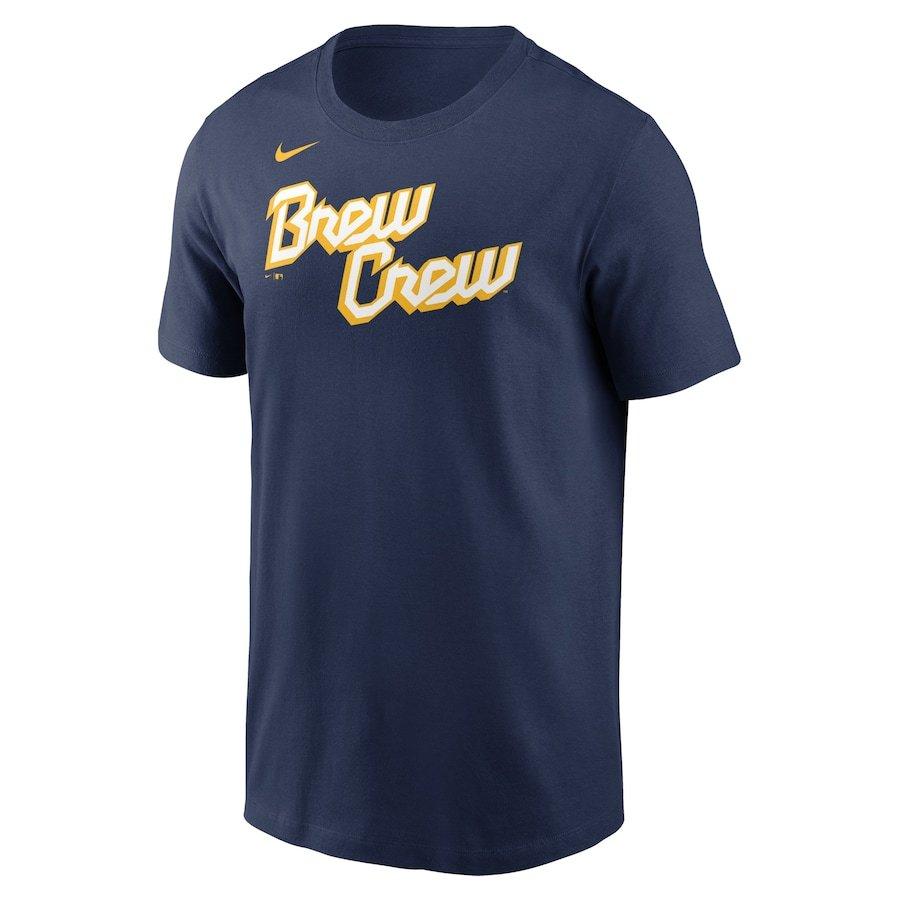 MLB ブリュワーズ Tシャツ 2022 シティーコネクト City Connect Wordmark T-Shirt ナイキ/Nike ネイビー｜mlbshop｜02
