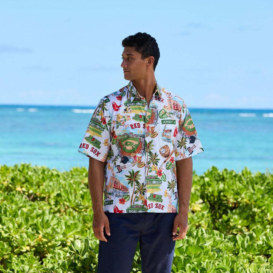 MLB レッドソックス アロハシャツ ハワイアン Scenic Aloha Shirt レインスプーナー Reyn Spooner｜mlbshop｜04