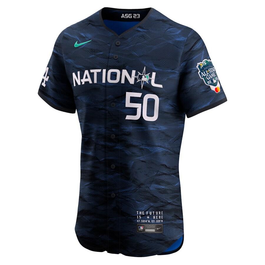 MLB ムーキー・ベッツ ドジャース ユニフォーム オールスターゲーム2023 オーセンティックジャージ ナイキ/Nike ロイヤル 西武ライオンズ ピンバッチ