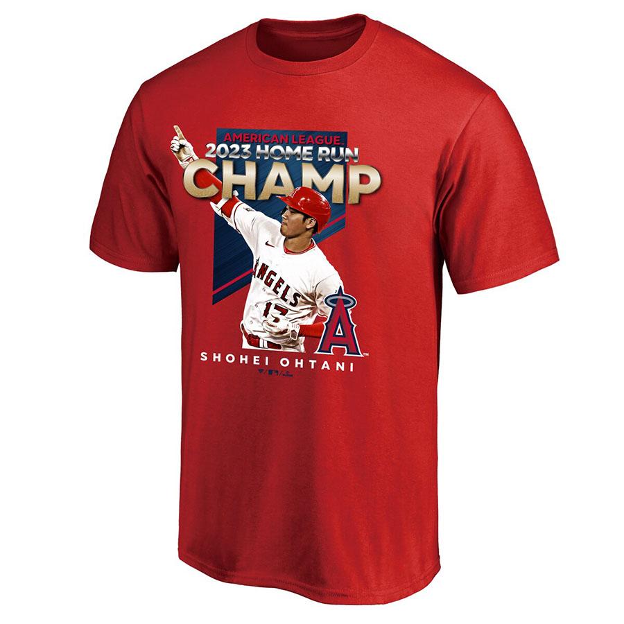 MLB 大谷翔平 エンゼルス Tシャツ 2023 AL HR Champion T-Shirt アメリカンリーグ ホームラン王 Fanatics レッド｜mlbshop｜02