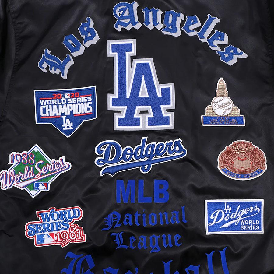 MLB ドジャース ジャケット OLD ENGLISH RIB サテン スタジャン MLB ドジャース ジャケット OLD ENGLISH RIB サテン スタジャン