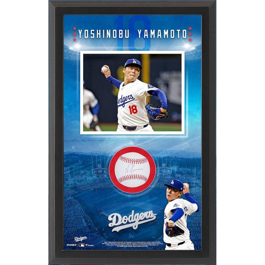 MLB 山本由伸 ドジャース フォトフレーム 直筆サインボール Framed
