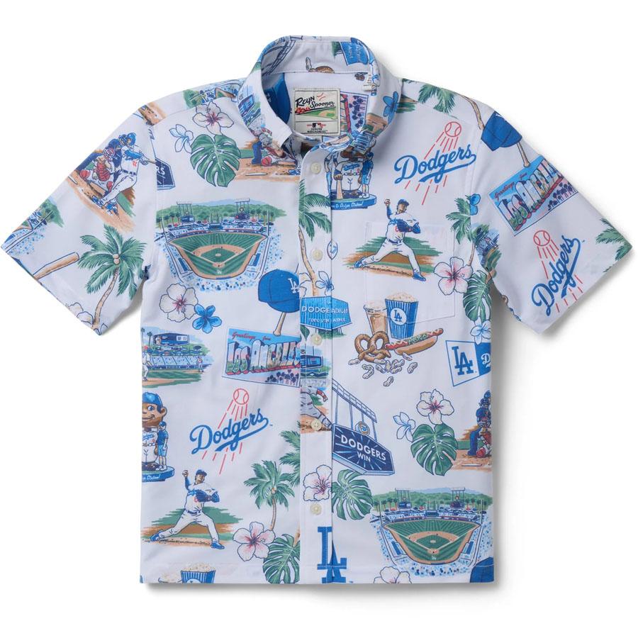 MLB ドジャース アロハシャツ Scenic Performance BUTTON FRONT レイン