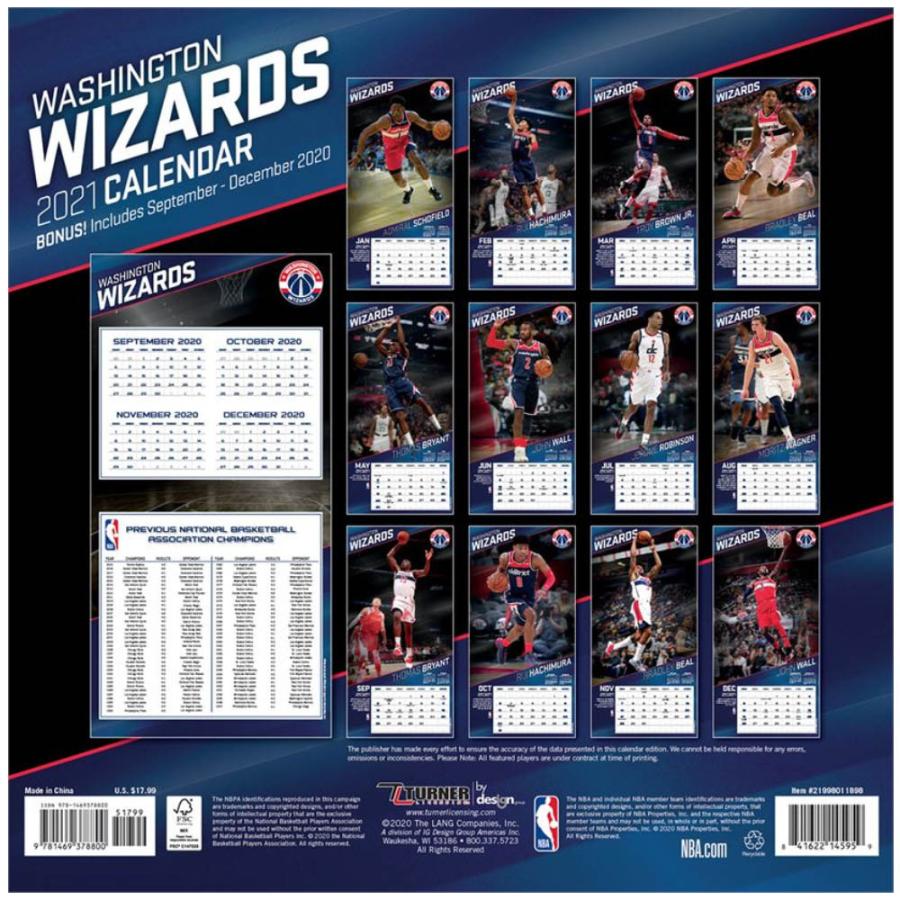 ウィザーズ カレンダー Nba 21年版 チーム 壁掛け ポスター インテリア Turner Nba 0926cal14 プロ野球メジャーリーグショップ 通販 Yahoo ショッピング