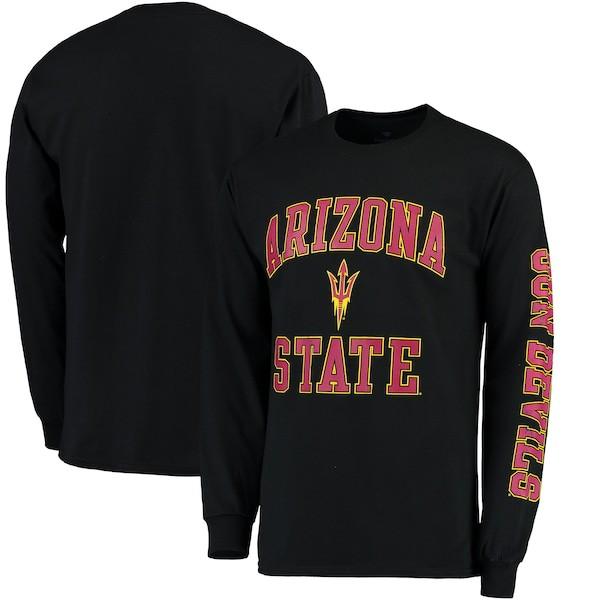 カレッジ Tシャツ NCAA アリゾナ州立大学 サンデビルズ ディストレス アーチ ロゴ ロングスリーブ ブラック｜mlbshop