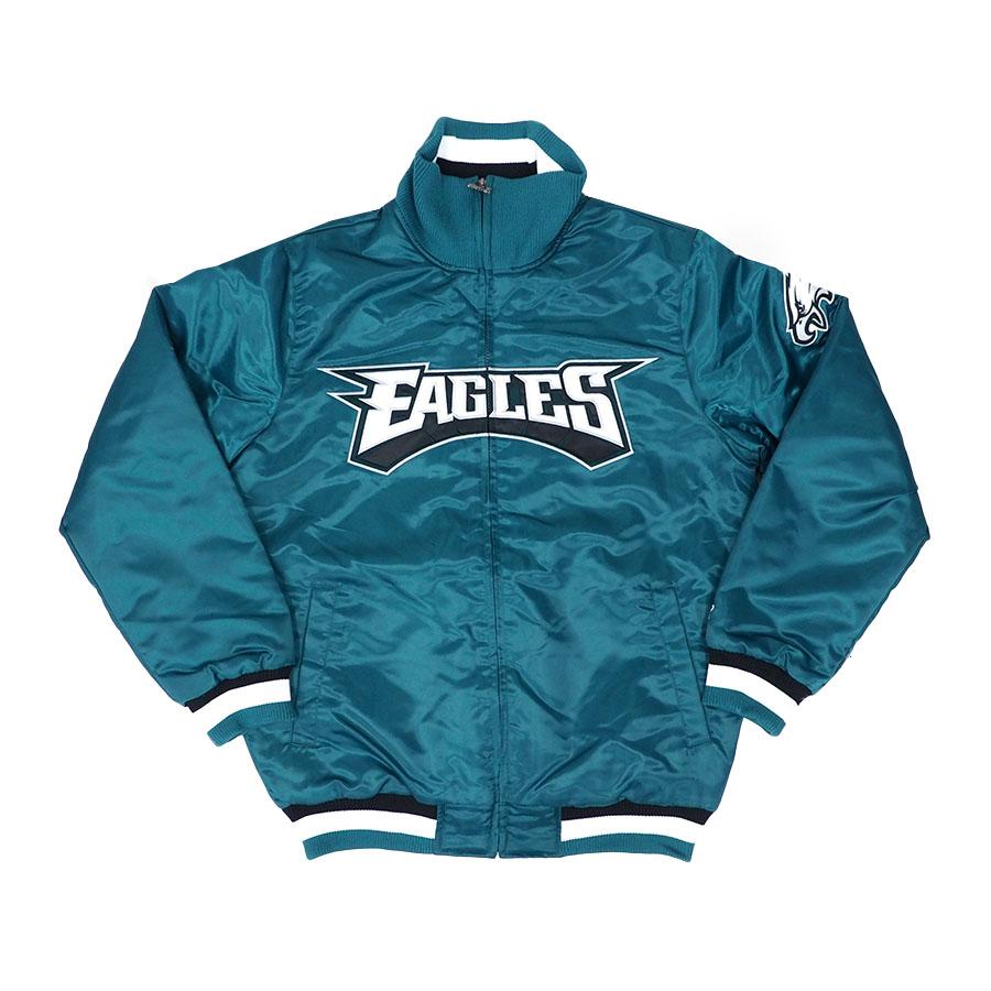 【NFL ジャケット】Starter イーグルス サテンジャケット NFL イーグルス ジャケット Quilt Lined Front Zipper Jacket STARTER