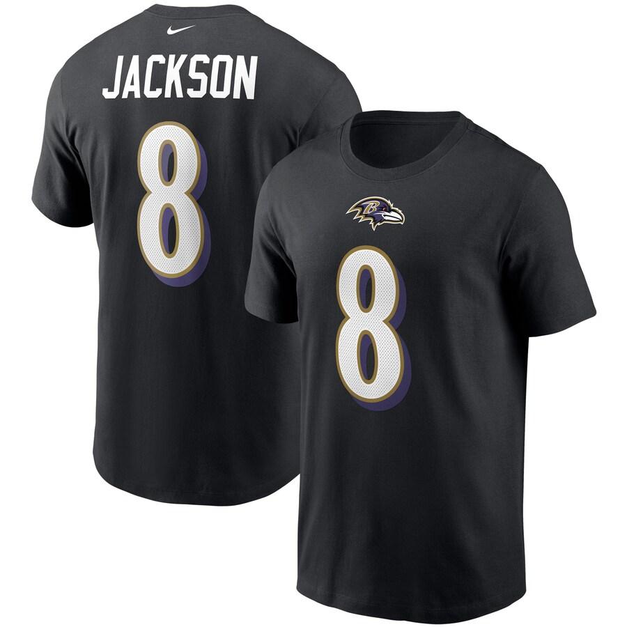 5XL NIKE NFL レイブンズ ゲームシャツ ブラック NIKE（ナイキ） NFL ラマー・ジャクソン レイブンズ Tシャツ ネーム