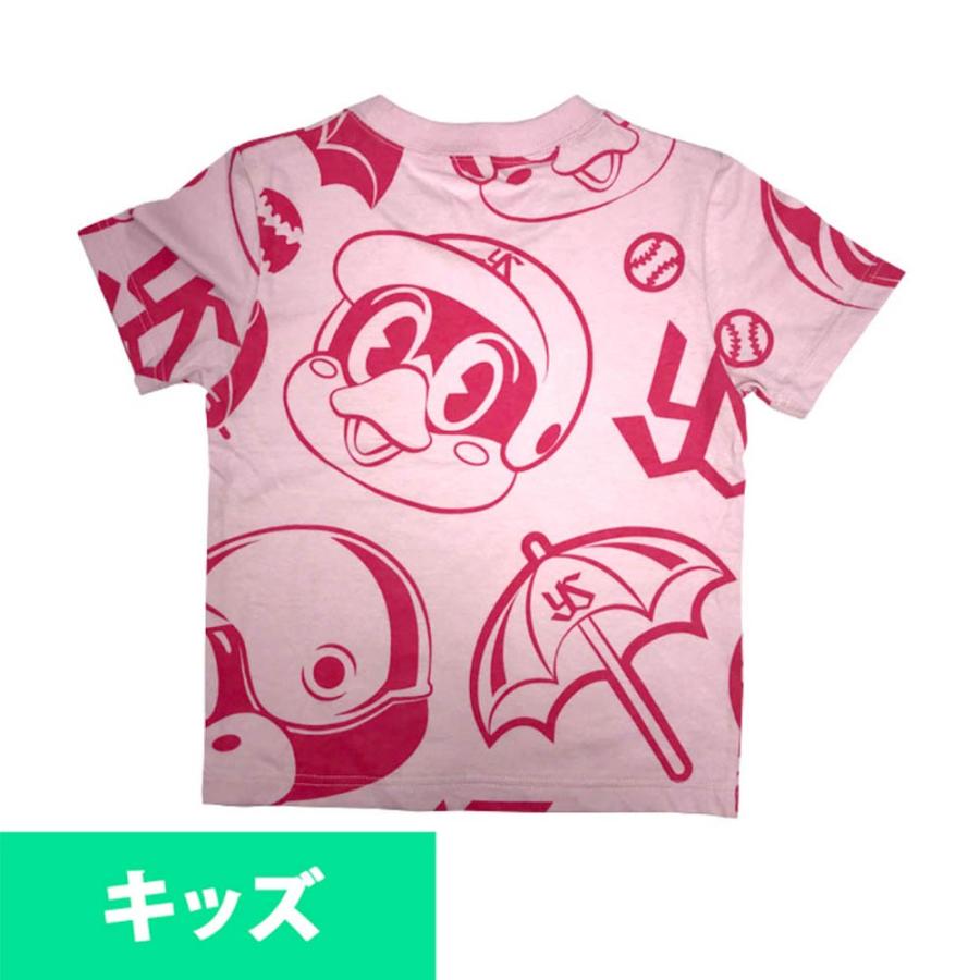 東京ヤクルトスワローズ グッズ Tシャツ つば九郎総柄Kids ピンク プロ