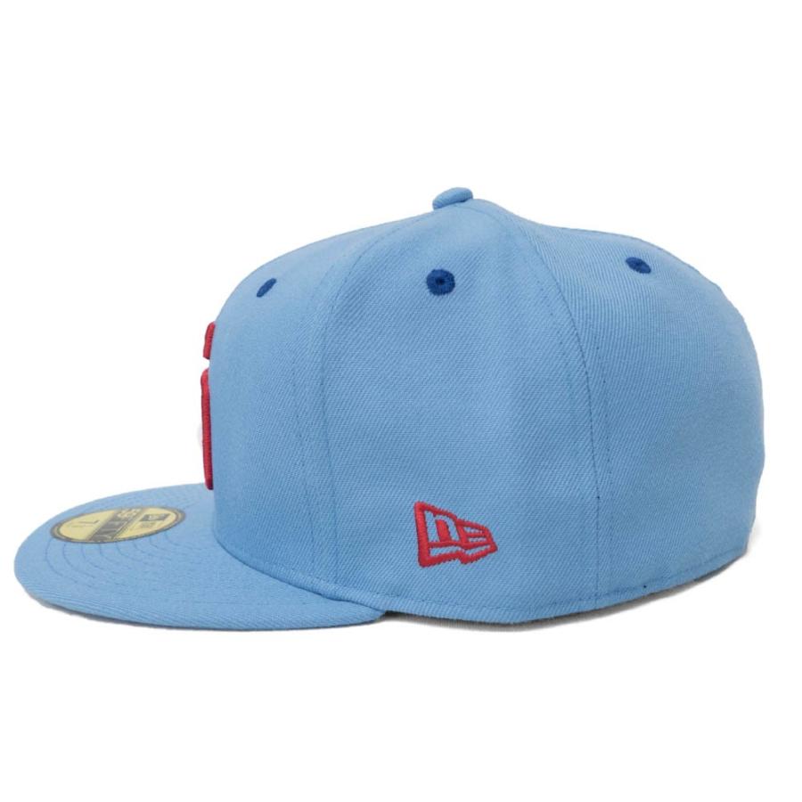 中日ドラゴンズ グッズ キャップ/帽子 カスタムカラー 59FIFTY ニューエラ/New Era スカイブルー/レッド 平つば キャップ 特集｜mlbshop｜02