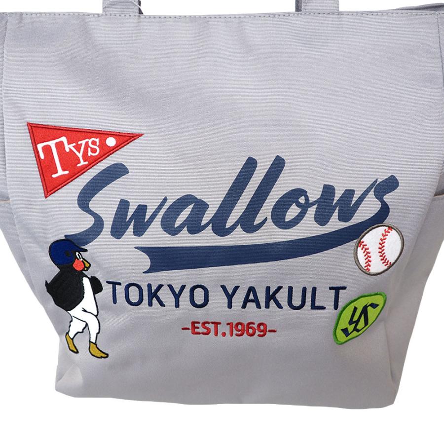 つば九郎 東京ヤクルトスワローズ グッズ トートバック ワッペン ビッグトート TYS グレー｜mlbshop｜03