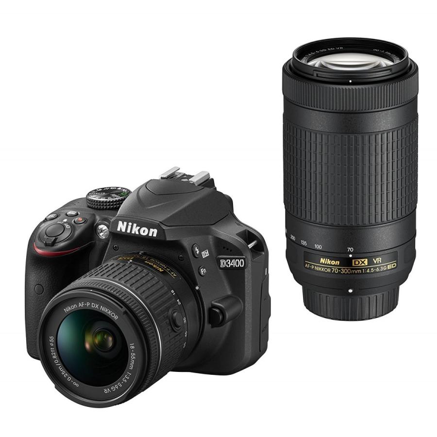 Nikon デジタル一眼レフカメラ D3400 ダブルズームキット ブラック D3400WZBK :d3400wzbk:MLF - 通販