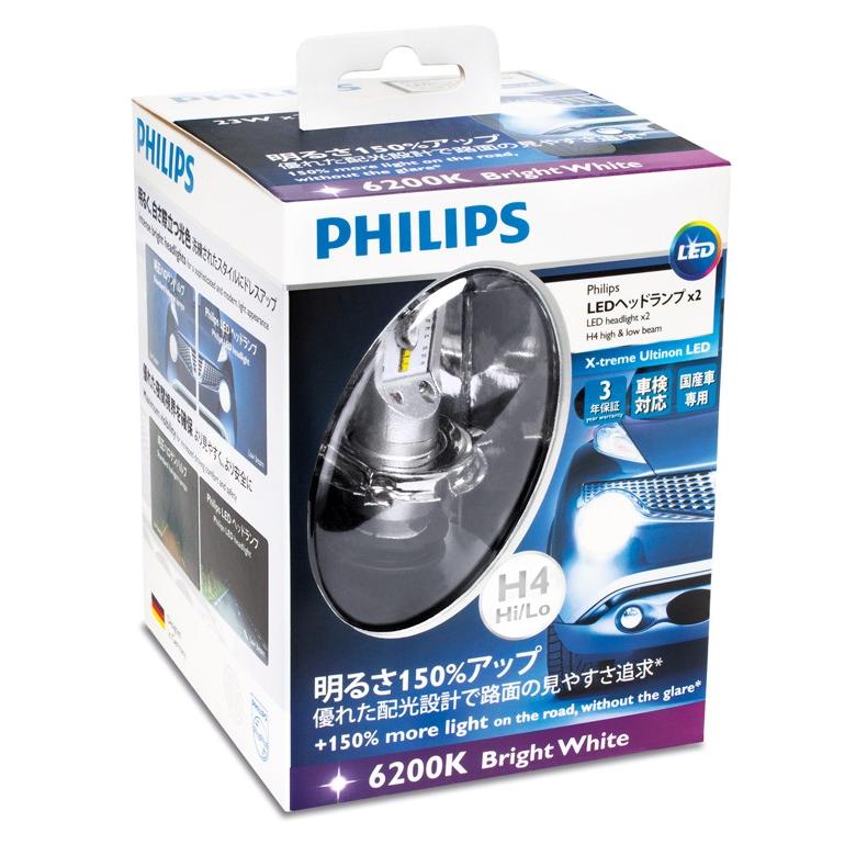 LEDヘッドライト PHILIPS エクストリームアルティノン LEDヘッドランプバルブH4 6200K ２個セット 12953X2｜mline｜02