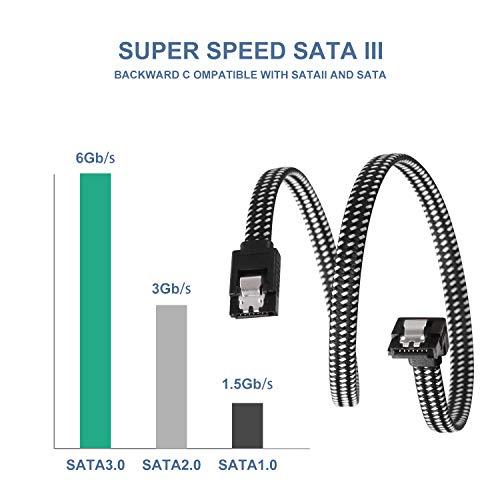 SATA ケーブル Sata3 ケーブル SSD ケーブル [DanYee一年] 4本セット 45cm 高耐久メッシュ ストレート 型 6 Gbps対応 SSDとHDD増設 (ブラック４本)｜mlp-store｜03