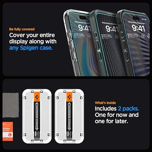 Spigen ガラスフィルム iPhone 15 Pro Max 用 EZ Fit ワンタッチ 貼り付けキット付き iPhone 15 ProMax 対応 保護 フィルム 2枚入｜mlp-store｜08