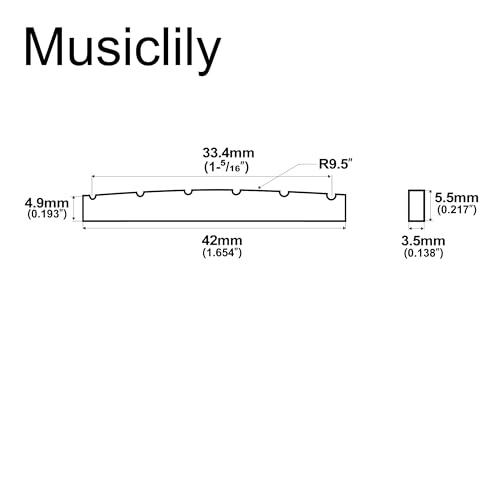 Musiclily Pro尿素樹脂プラスチック製 42mm 弦溝加工済みナット 6弦ストラトキャスター用 フラットボトム、ブラック(2個セット）｜mlp-store｜02