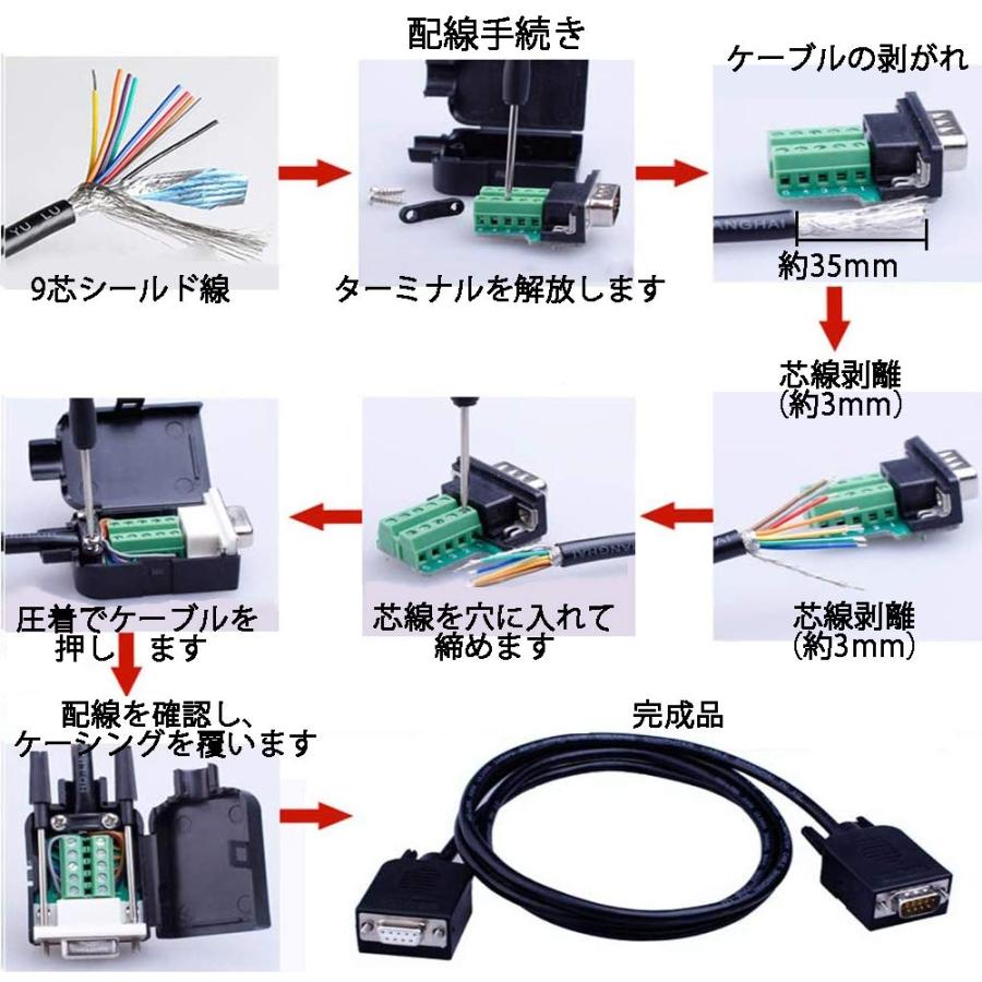 ANMBEST 2点セット DB9はんだレスRS232D-SUBシリアルから9ピンポート端子オスアダプタコネクタブレークアウトボード、ケースロングボルトテールパイ｜mlp-store｜07