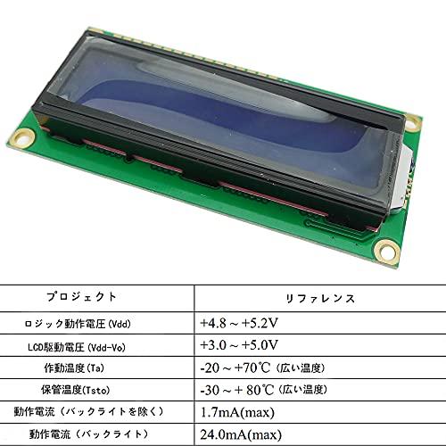KKHMF 3個 DC 5V 1602 LCD ディスプレイモジュール 16×2キャラクタ LCDブルーブラックライト｜mlp-store｜02