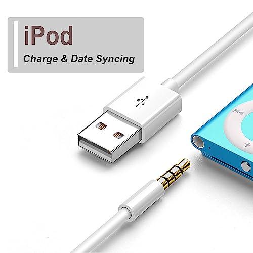 【令和6年新登場】 iPod shuffle 充電 ケーブル 純正 iPod Shuffle 3/4/5/6/7世代 専用 USB ケーブル 3.5mm データ転送 同期 2本セット ホワイト｜mlp-store｜02