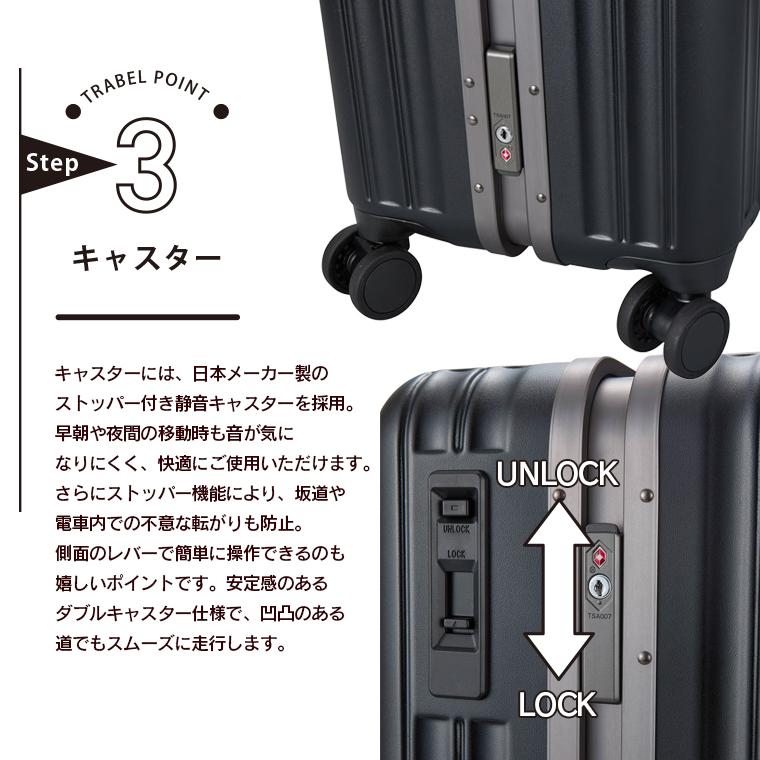 ハピタス 超軽量 フレームタイプ スーツケース Mサイズ 63L 3〜5泊用