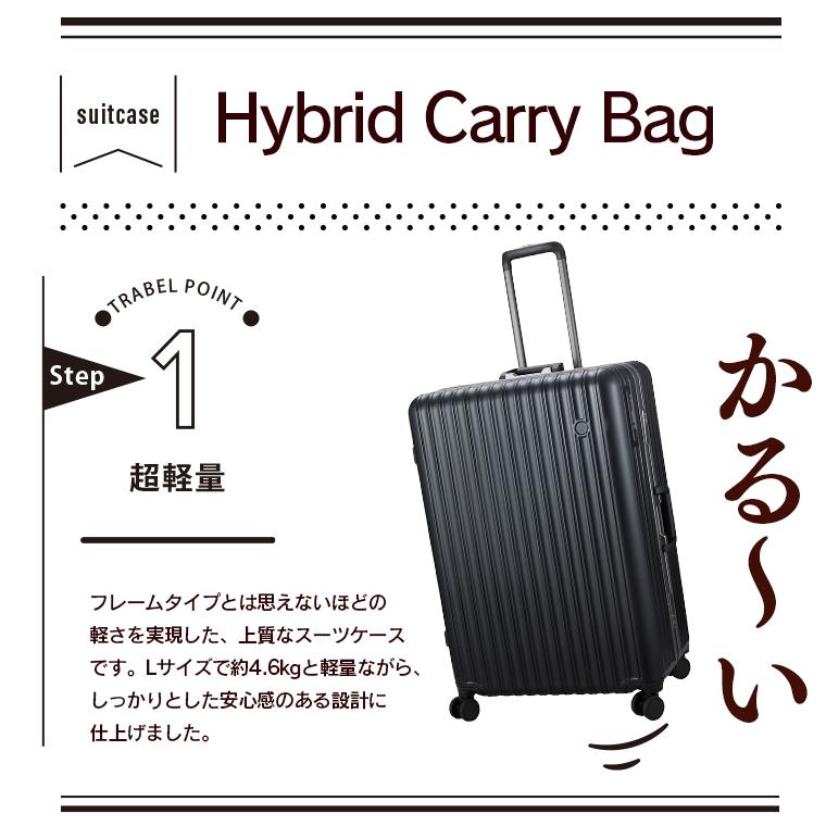 ハピタス 超軽量 フレームタイプ スーツケース Lサイズ 96L 7泊〜長期