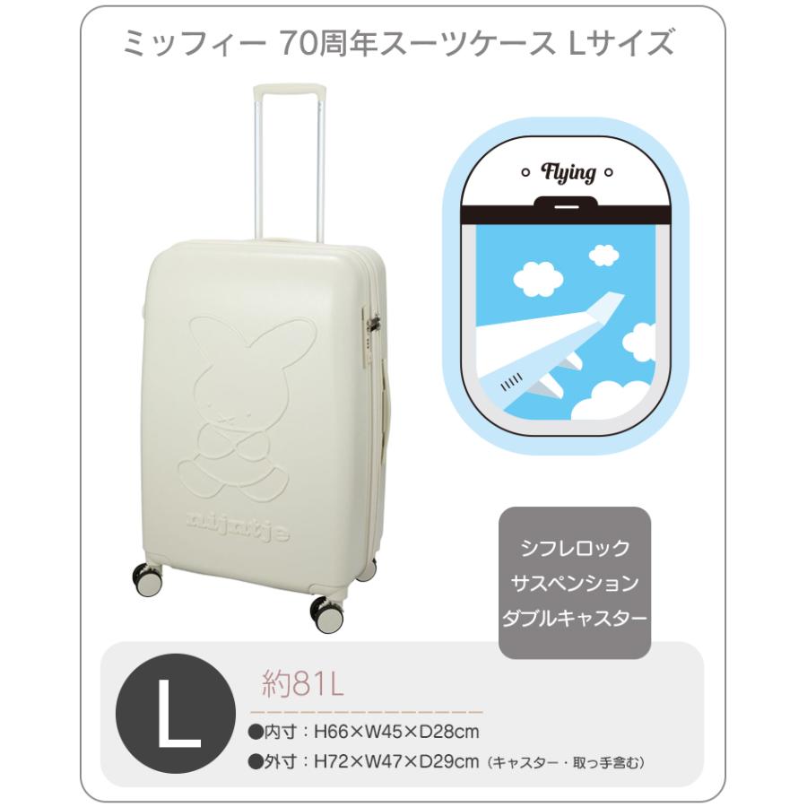 Miffy（ミッフィー） スーツケース ナインチェ Lサイズ 81L キャリー