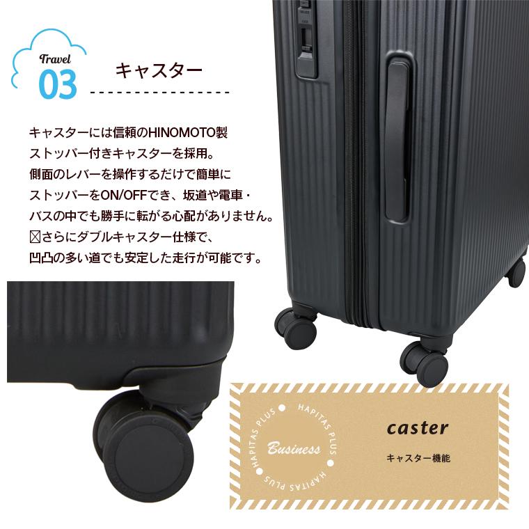 ハピタス スーツケース Mサイズ 62L〜70L 3〜5泊 キャリーバッグ