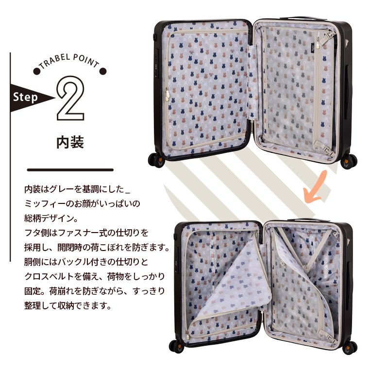 Miffy（ミッフィー） スーツケース 容量拡張 Mサイズ 51-60L キャリー