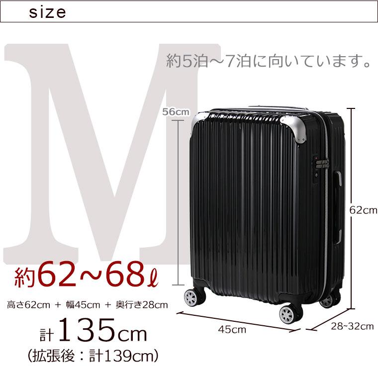 Siffler（シフレ） スーツケース Mサイズ 中型 62L 拡張機能付き 4泊 5