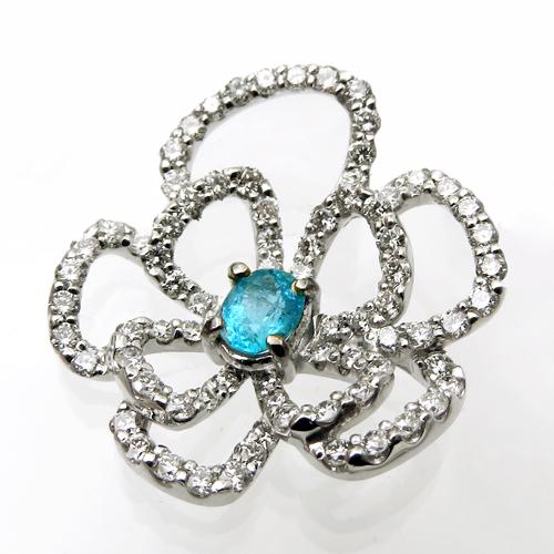 パライバトルマリンペンダントトップ 0.17ct D0.52ct 18金 ホワイト