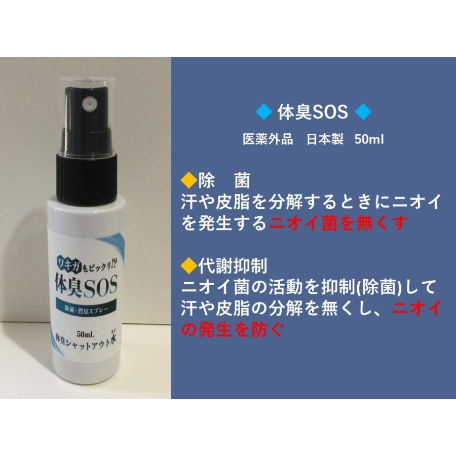 介護用消臭スプレー　体臭予防　体臭を消す　消臭スプレー　わきが対策　わきが　体臭女性　【 体臭SOS 】　日本製　50ml　2本 |  | 01