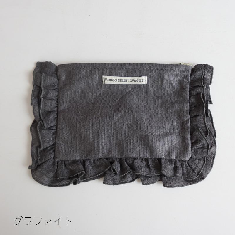 ヴィンテージ　ブラック レース フリル ポーチ REISS（リース） 1月より価格改訂 BORGO DELLE TOVAGLIE ボルゴ フリル
