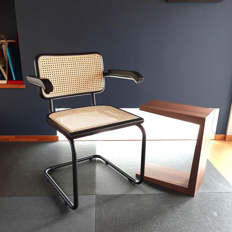 マルセル・ブロイヤー　チェスカチェア ラタン　ブラック　スティールライン マルセル・ブロイヤー チェスカチェア ラタン ブラック