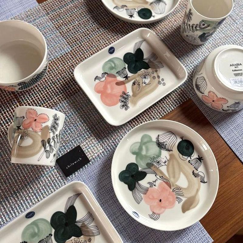 ARABIA（アラビア） クッカマー ボウル 13cm グリーン 水彩画 春 食洗