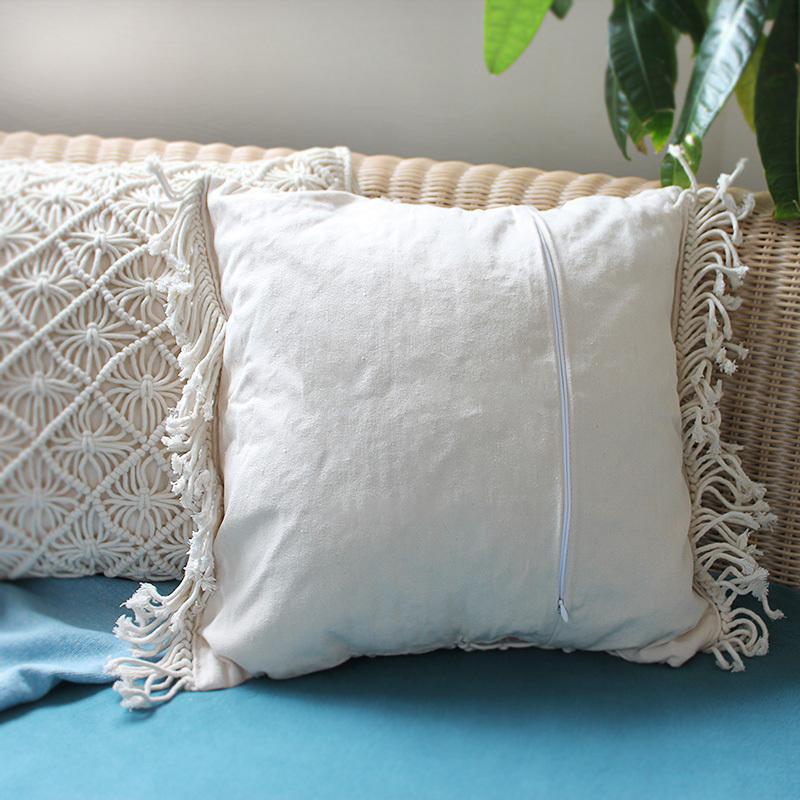 マクラメ フリンジ クッションカバー ロープ タッセル ナチュラル 綿