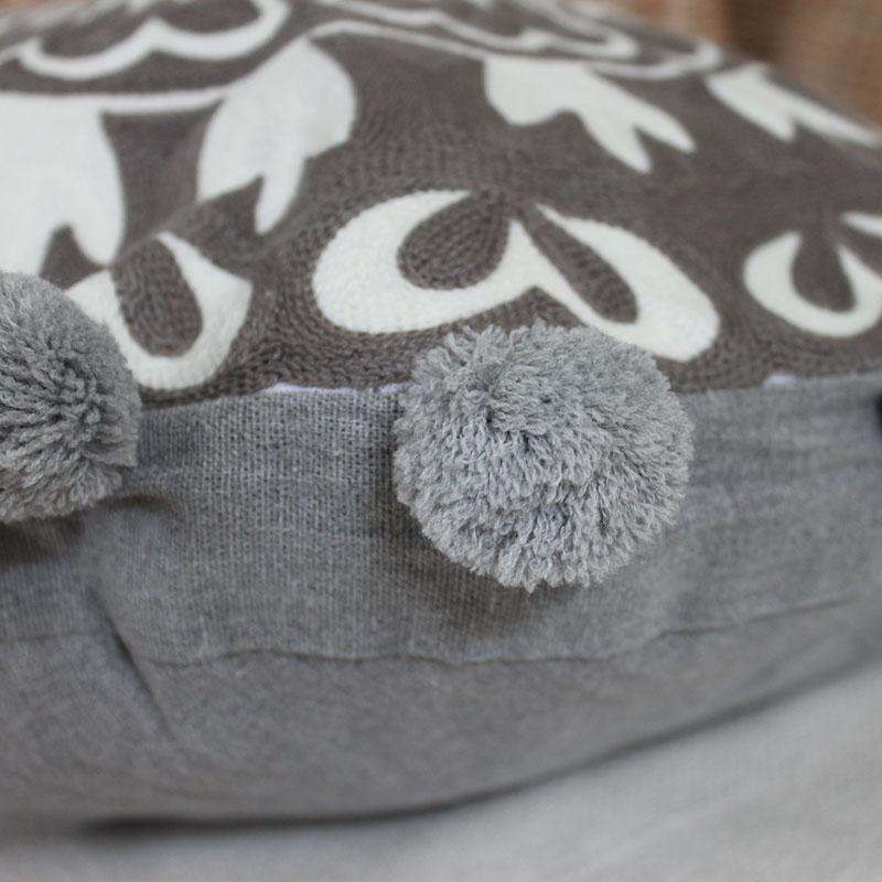 ラウンド クッションカバー 45cm 円形 丸型 グレー オフホワイト 生成